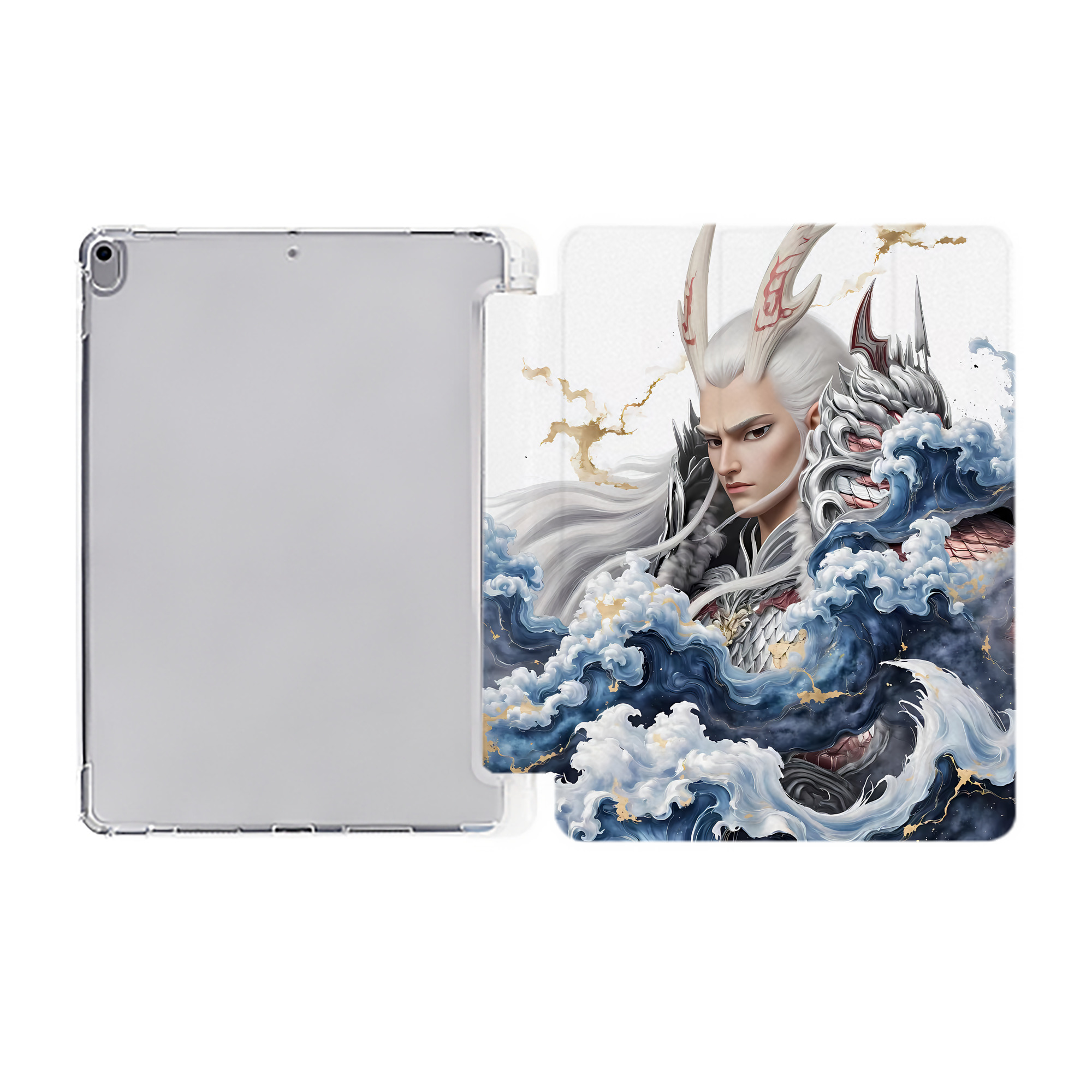 （画像用） Ne Zha 2 ナタ 魔童の大暴れ IPad ケース ペン収納付き 三つ折りスタンド PUレザー×シリコン 対応機種9.5/10.5/10.9インチ
